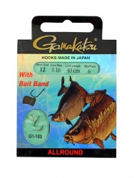 Поводок Gamakatsu BKS-G1-103 Bait Band D0,16 мм, 40 см, крючок №12, 6 шт, 140327-01200-016
