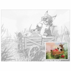 Холст на картоне с контуром Brauberg Art Classic Кот 30х40 см, грунт, хлопок 191549