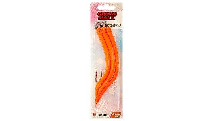 Крючок с кембриком Higashi Gummi Makk №10/0 цвет 05 Orange (3 шт)