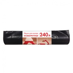 Мешки для мусора 240 л, черные, в рулоне 10 шт., ПВД, 100 мкм, 90х135 см, Концепция быта, 603887