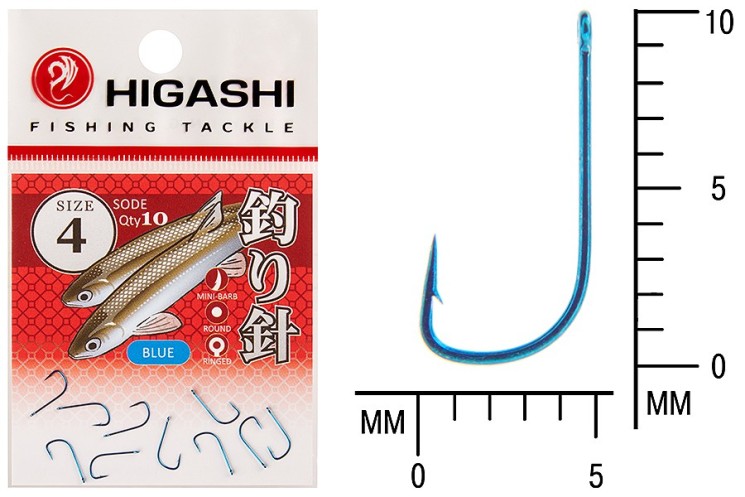 Крючок Higashi Sode ringed №4 Blue (10 шт)