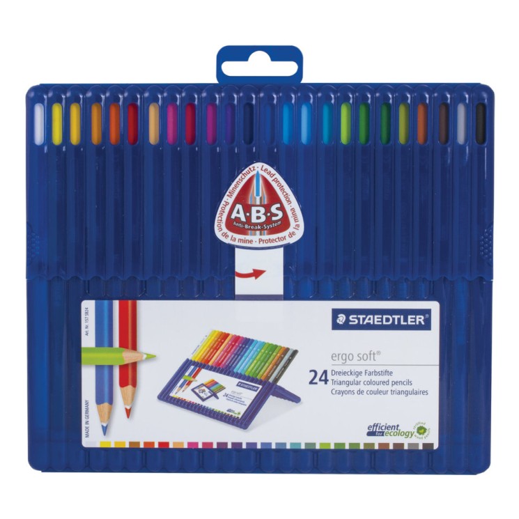 Карандаши цветные трехгранные Staedtler Премиум Ergosoft 24 цвета в футляре 157 SB24