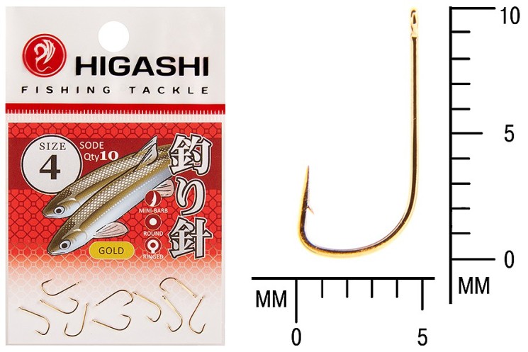Крючок Higashi Sode ringed №4 Gold (10 шт)