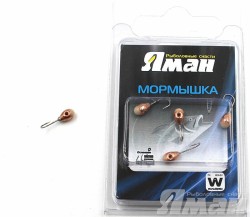 Мормышка вольфрам Яман Капля с фосф. с отв, р.4, 0,90 г, цвет медь (5 шт.) Я-МР564