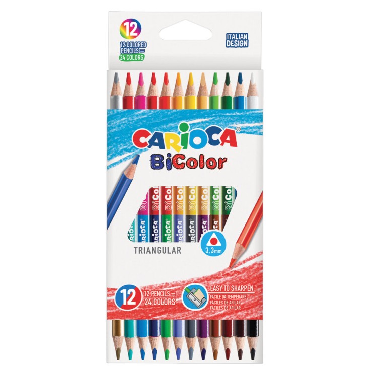 Карандаши цветные трехгранные двусторонние Carioca BiСolor 24 цвета 12 шт 42991