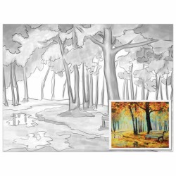 Холст на картоне с контуром Brauberg Art Classic Осень 30х40 см, грунт, хлопок 191546