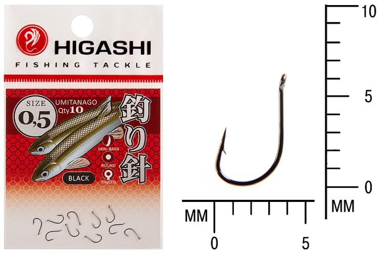 Крючок Higashi Umitanago ringed №0,5 Black (10 шт)