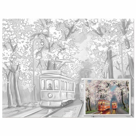 Холст на картоне с контуром Brauberg Art Classic Улочки 30х40 см, грунт, хлопок 191542