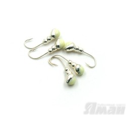 Мормышка Яман муравей с отв., цвет Silver Plated, с фосф. пяткой, d 4 (5 шт.) Я-МР167