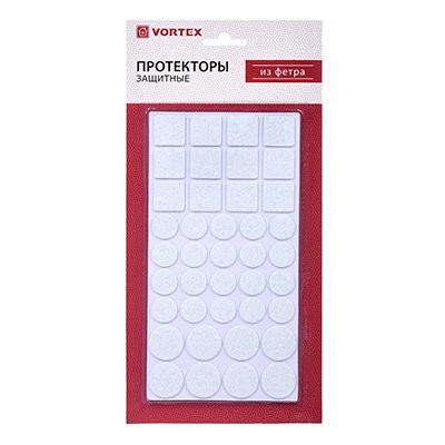 Протекторы защитные Vortex из фетра d20 мм, d27 мм, 24х24 мм белые 26011