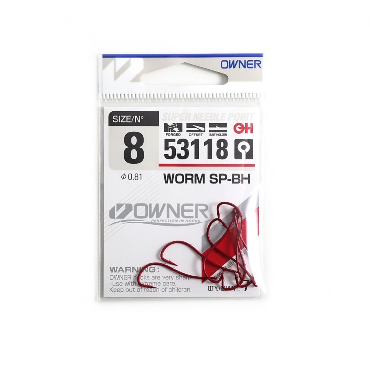Крючок Owner Worm SP-BH bloody red №8 (7 шт)