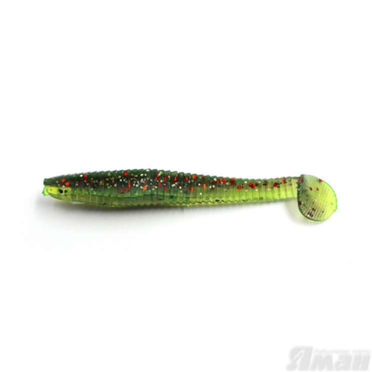 Виброхвост Yaman Flatter Shad, 4", цвет 15 - Violet Lime, 5 шт Y-FS4-15