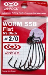 Крючок офсетный Vanfook Worm-55B Flat №4/0 NS Black (4 шт)