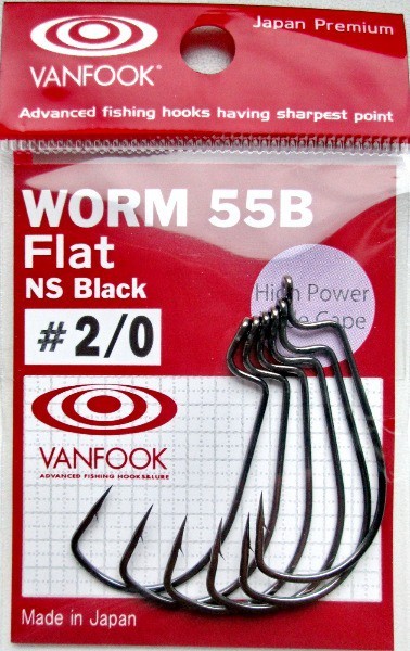 Крючок офсетный Vanfook Worm-55B Flat №4/0 NS Black (4 шт)