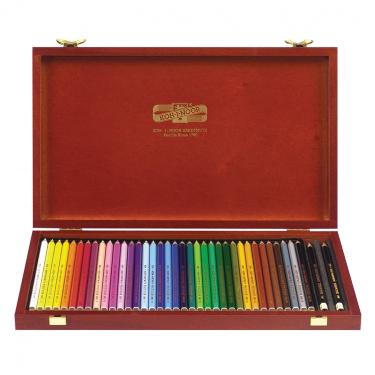 Карандаши цветные KOH-I-NOOR "Polycolor", 36 цв, грифель 3,8 мм, заточ., дерев. ящик, 181139