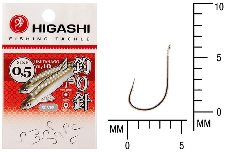 Крючок Higashi Umitanago ringed №0,5 Silver (10 шт)