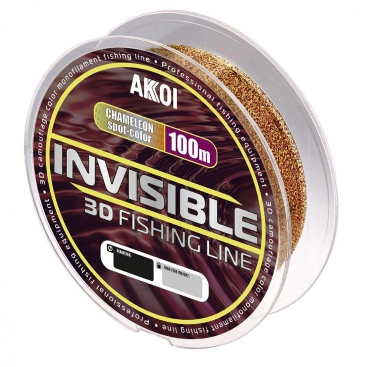 Леска Akkoi Invisible 3D 0,30мм 100м (16,2 кг) хамелеон AI100CH-0,30