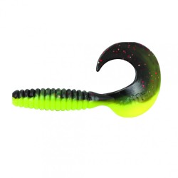 Твистер Yaman PRO Spiral, р.3.5 inch, цвет #32 - Black Red Flake/Chartreuse (уп. 10 шт.) YP-S35-32