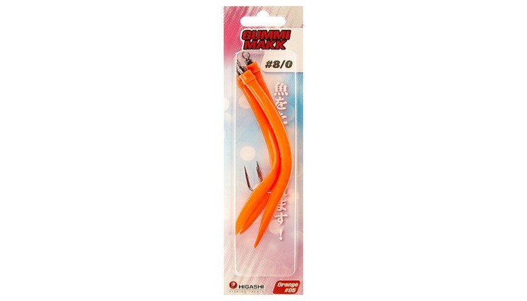 Крючок с кембриком Higashi Gummi Makk №8/0 цвет 05 Orange (3 шт)