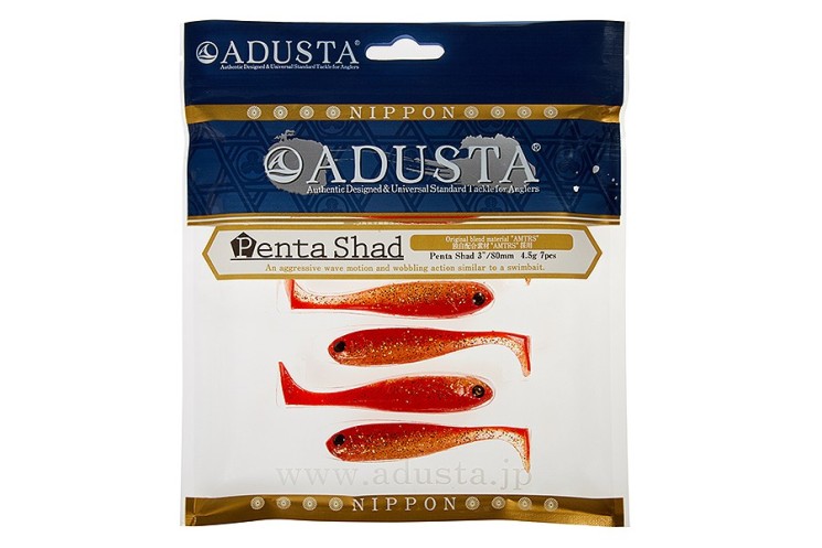 Виброхвост Adusta Penta shad 4" цвет 116 Red Golden Shad, 6 шт