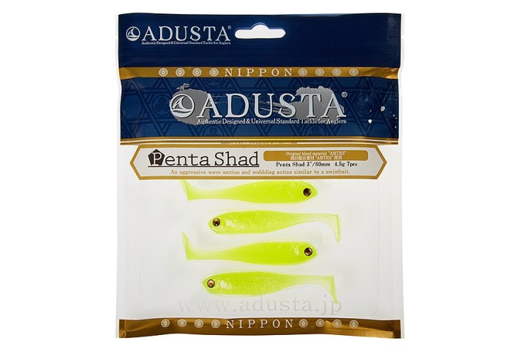 Виброхвост Adusta Penta shad 4" цвет 117 Chart White, 6 шт