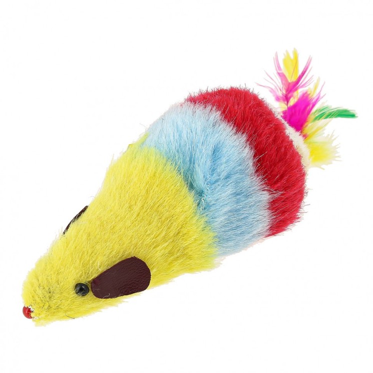Игрушка для кошки Каскад Мышь с перьями 12,5 см