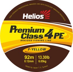 Шнур Helios плетеный 4-х жильный PREMIUM CLASS 4 PE BRAID Fluorescent Yellow 0,15/0,18/0,20/0,23mm - 92/135метров