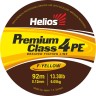Шнур Helios плетеный 4-х жильный PREMIUM CLASS 4 PE BRAID Fluorescent Yellow 0,15/0,18/0,20/0,23mm - 92/135метров