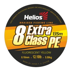 Шнур плетеный 8-ми жильный Helios EXTRA CLASS 8 PE BRAID Fluorescent Yellow 0,10/0,12/0,20/0,23mm/135метров