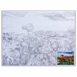 Холст грунтованный на картоне с контуром Brauberg Art Classic Маки 30х40 см, хлопок 190629