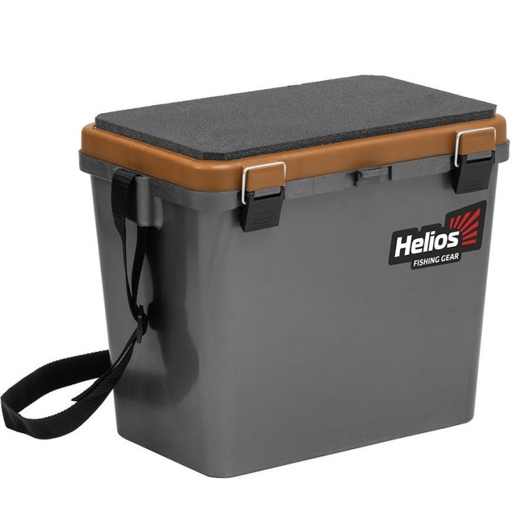 Ящик рыболовный зимний Helios двухсекционный 19л серый/золото (HS-IB-19-GGo)