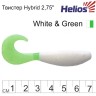 Твистер Helios Hybrid 2,75"/7,0 см, цвет White & Green 7 шт HS-13-016