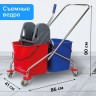 Тележка уборочная Brabix, 2 съемных ведра 25 л, механич. отжим, металлический каркас, 601499