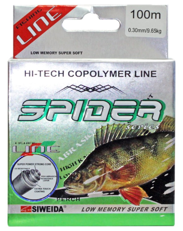 Леска Siweida Spider Perch 100м 0,3 (9,65кг) серая