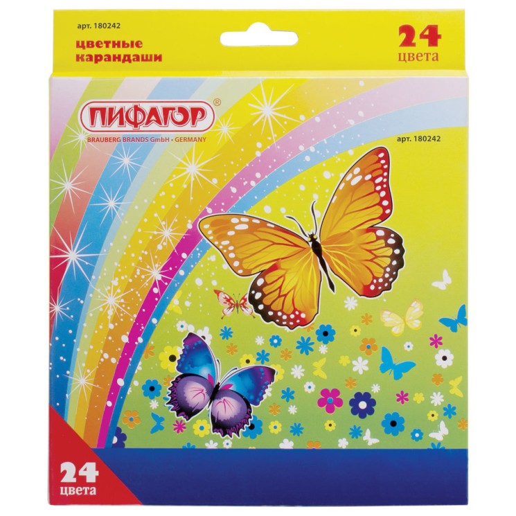Карандаши цветные Пифагор Сказочный мир 24 цвета 180242