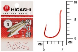 Крючок Higashi Umitanago ringed №1 Red (10 шт)