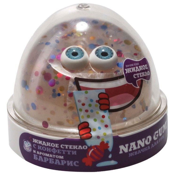 Жвачка для рук Nano gum, жидкое стекло с конфетти, аромат барбариса, 50 г NGLGAB50