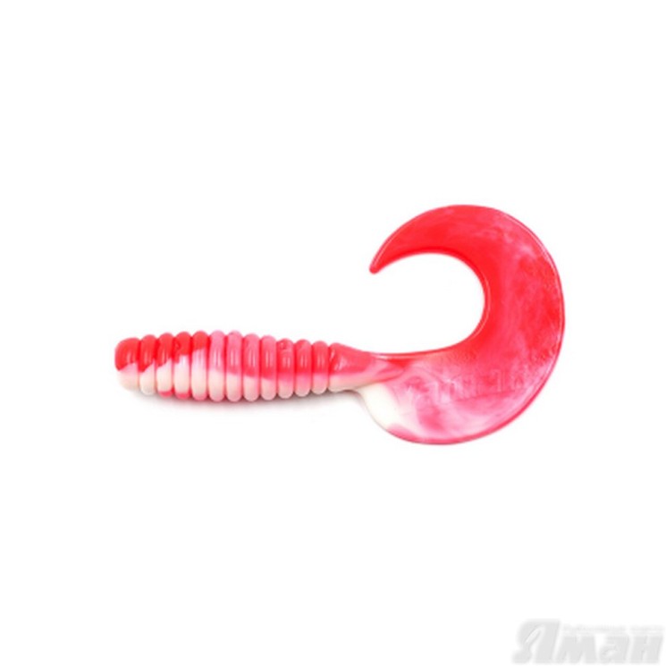 Твистер Yaman Spiral, 6", цвет 27 - Red White, 4 шт Y-S6-27