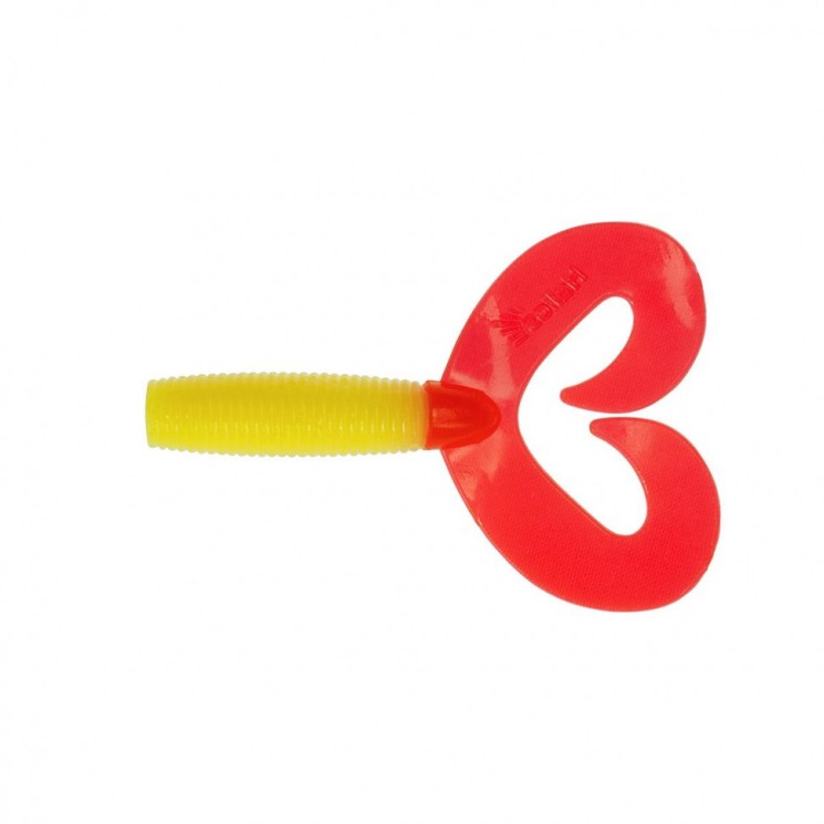 Твистер Helios Credo Double Tail 2,95"/7,5 см, цвет Yellow RT 7 шт HS-12-038