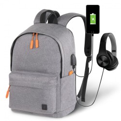 Рюкзак Brauberg URBAN универсальный, USB-порт, "Energy", серый, 44х31х14 см, 270806