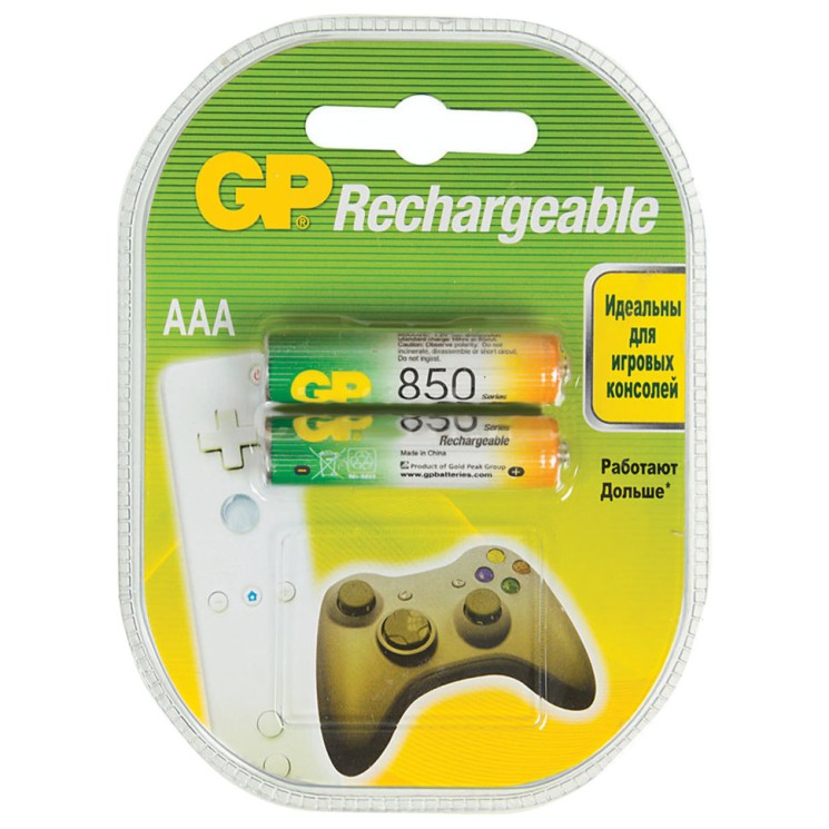 Батарейки аккумуляторные GP (AAA) Ni-Mh 850 mAh 2 шт 85AAAHC2DECRC2 (454111)