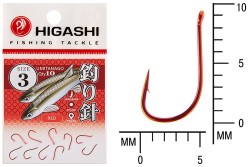 Крючок Higashi Umitanago ringed №3 Red (10 шт)
