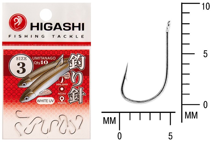 Крючок Higashi Umitanago ringed №3 White UV (10 шт)
