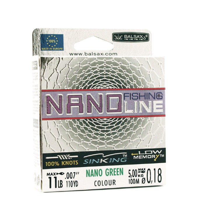 Леска Balsax Nano Fishing Green Box 100м 0,18 (5,0кг)