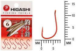 Крючок Higashi Umitanago ringed №6 Red (10 шт)