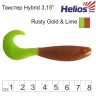 Твистер Helios Hybrid 3,15"/8,0 см, цвет Rusty Gold & Lime 7 шт HS-14-017