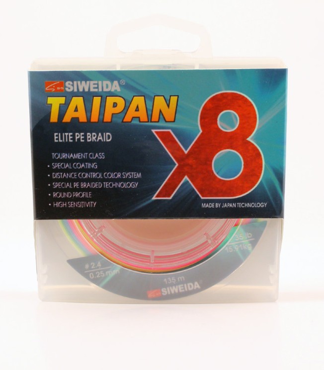 Леска плетеная Siweida Taipan Elite PE Braid X8 135м 0,25мм (15,91кг) мультиколор