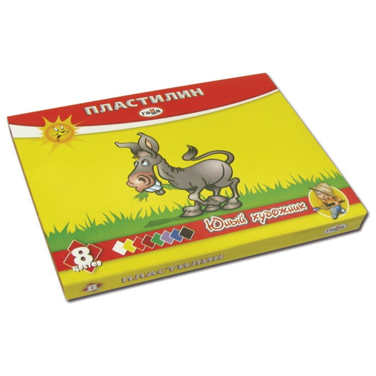 Пластилин классический Гамма Юный Художник 8 цветов 112 г со стеком 280043