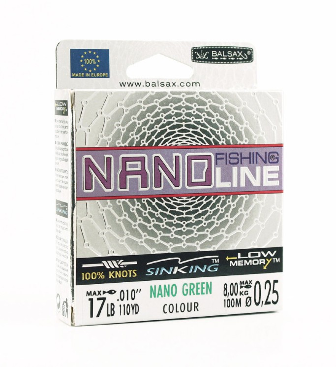 Леска Balsax Nano Fishing Green Box 100м 0,25 (8,0кг)
