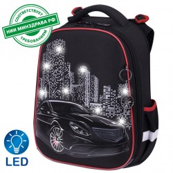 Ранец Brauberg Premium, 2 отделения,  City car, LED ЛАМПОЧКИ, 38х29х16 см, 271356